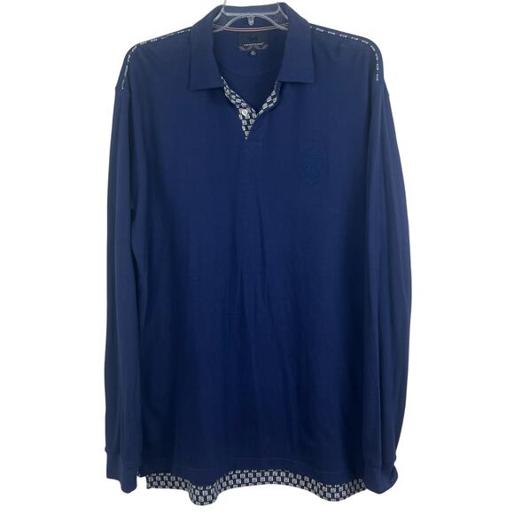 Phatfarm shirt men’s XL Polo Navy Blue with lots of detail. 90s Y2K Hip-Hop Def - Picture 1 of 9